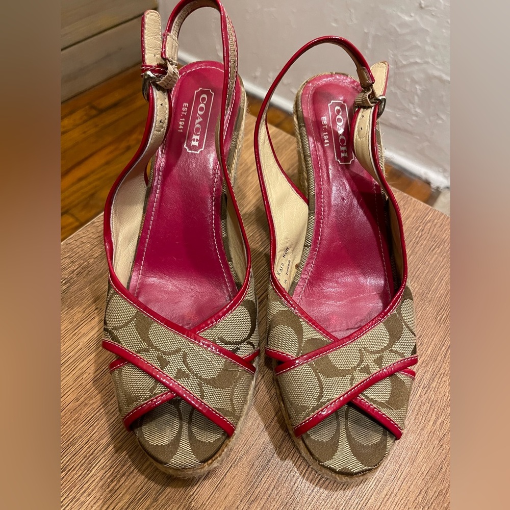Coach Red and Tan Espadrilles